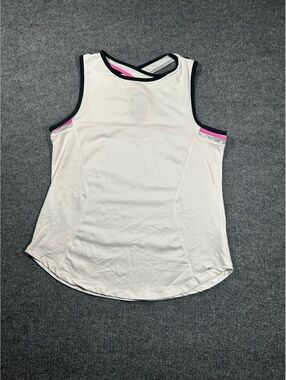 Sofiabella Women's Athletic Tank Top Size Large White with Black and Pink Trim